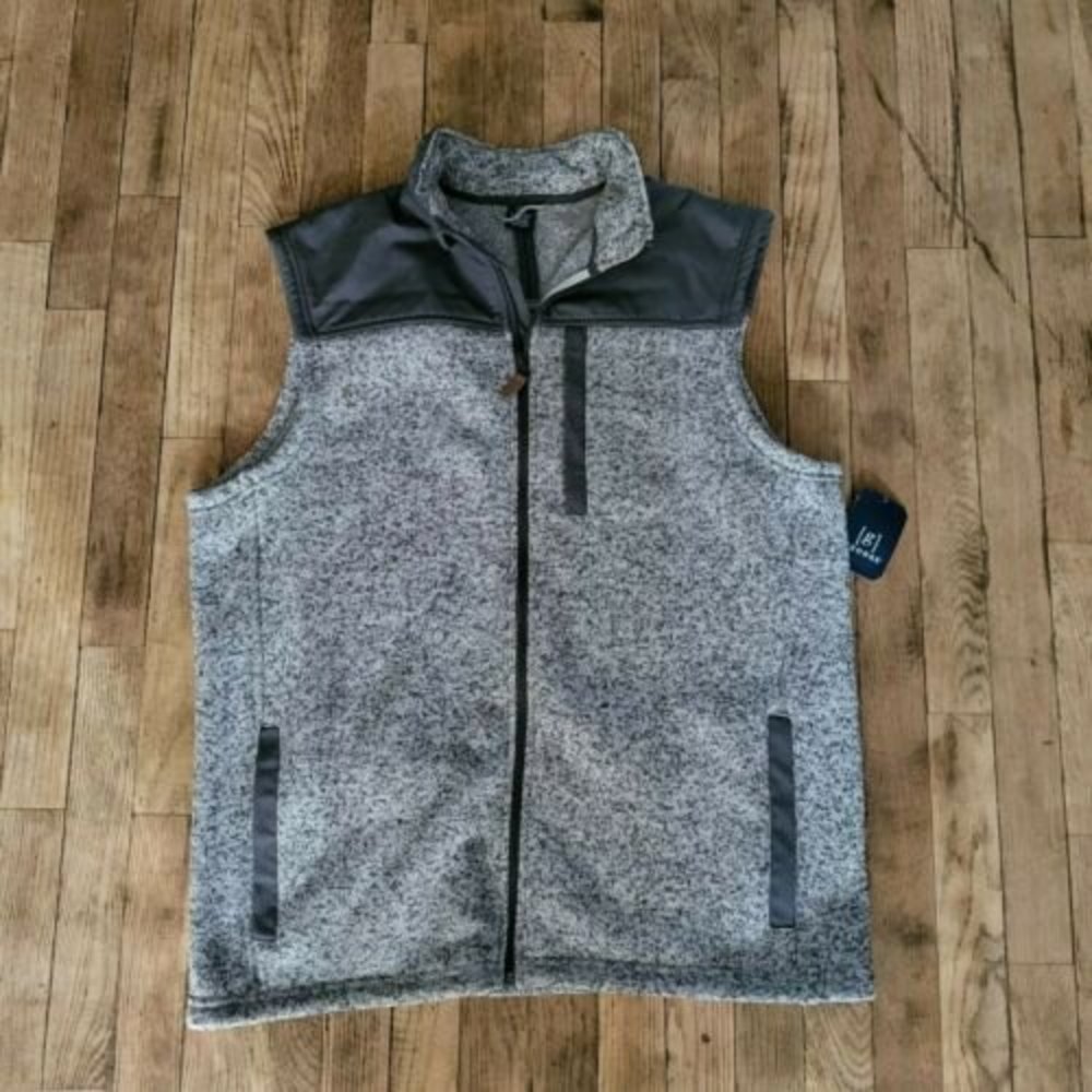 George Men's Sweater Fleece Vest Heather Grey Spring Father's Day
